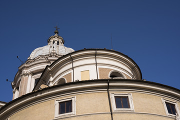 Fototapeta na wymiar View of the Basilica of Saints Ambrose and Charles the Corso, Rome