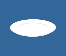 Plate isolated. Kitchen utensils on blue background. Vector illustration