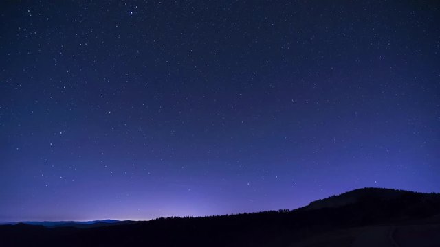 Star trails time lapse video as seen from the Cowee Mountain Overlook on the Blue Ridge Parkway in Western North Carolina. 