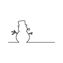 snowman with pipe vector illustration black line, isolated on white background