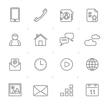 Communication, connection and mobile phone icons - vector icon set