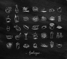 Food vintage icons chalk
