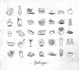 Food vintage icons