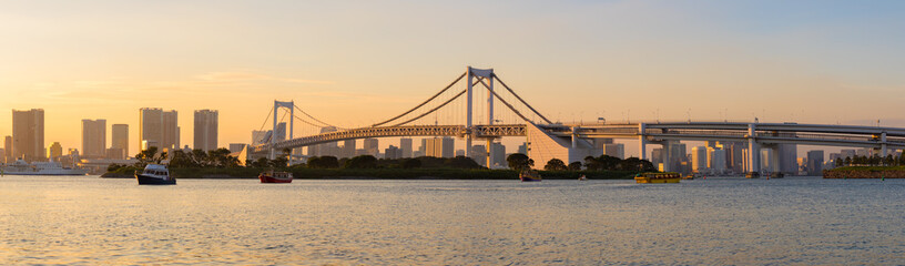Fototapeta na wymiar panoraman scene of odaiba harbor tokyo japan most important traveling destination