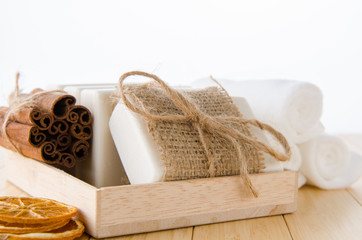 Healthy lifestyle concept with aromatic soaps