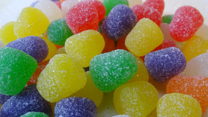 Gumdrops of various colors and flavors. 
