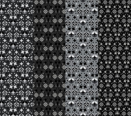 set of vector seamless patterns of stars in grey scale and in arabesque style
