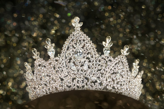 Diamon Silver Crown for Miss Pageant Beauty Contest, Crystal Tiara decorate