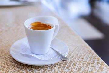 Coffee cup on the table at the coffee shop,