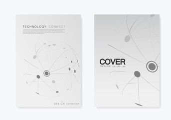 Cover design brochure with connected line and dots. Simple technology compound background