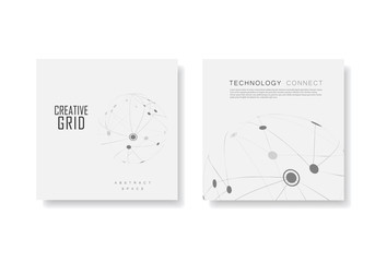 Cover design brochure with connected line and dots. Simple technology compound background
