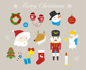 Christmas object ornament vector flat design illustration set 