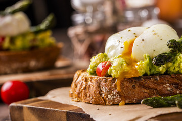 poached eggs close-up