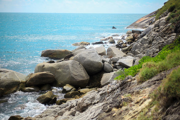 Rocky with Blue sea and blue sky