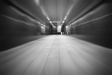 underground passage with lights blur background