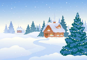 Winter day village