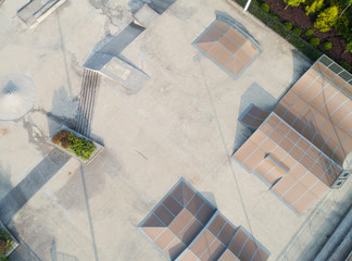 aerial view of modern skatepark