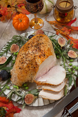Carving Mediterranean Style Whole Roasted Turkey Breast