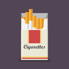 Cigarettes pack in flat style