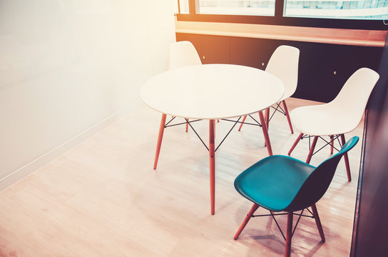 Circle Meeting Table On Conference Room