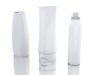 3d Set of cosmetic bottles. Template for mock up your design