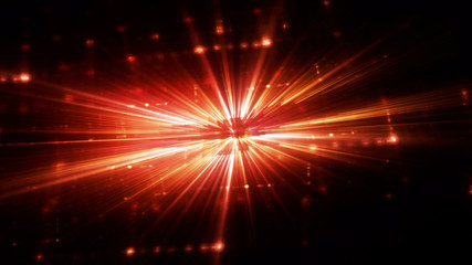 Naklejka premium Abstract red and black background. Fractal graphics series. Dynamic composition of bokeh blurs and light beams.