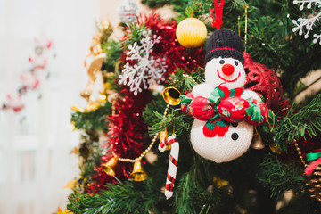 Background,closeup Beautiful Christmas tree in house