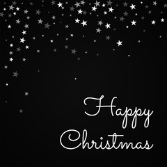 Happy Christmas greeting card. Random falling stars background. Random falling stars on red background. Gorgeous vector illustration.