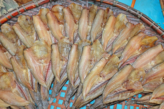 sun dry fish. traditional method of food preservation in asian.
