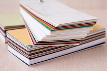 Set of designer paper on the table