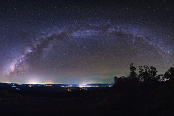 Starry night sky, Milky way galaxy with stars and space dust in the universe, Long exposure...