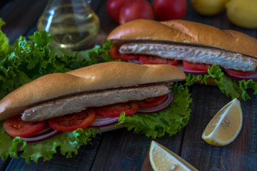 Sandwich with fish. Balik ekmek - turkish fast food