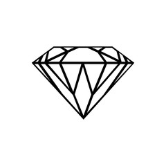 Diamond outline icon, modern minimal flat design style, line vector illustration