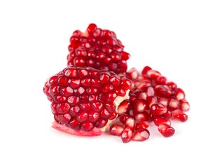 Pomegranate isolated on white background. Macro.