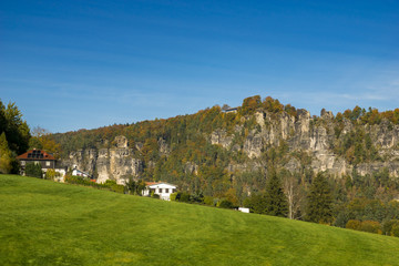 Autumn in the Saxon Switzerland park in Germany