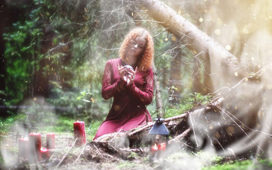 Obraz na płótnie Canvas Witch ritual in a forest