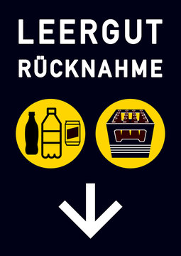 ks237 Kombi-Schild - Kennzeichnung: Leergutr&uuml;cknahme f&uuml;r Leergutautomat / Bierkasten / Bierflaschen / Hinweisschild - kma7 KeinenMuellAbstellen - DIN A1 A2 A3 Plakat - xxl g5606