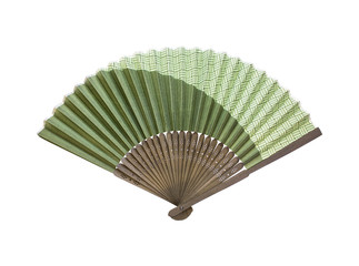 Japanese folding fan isolated on white background