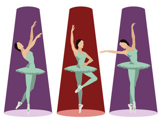Set of ballet dancers. Stock illustration.