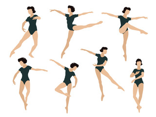 Set of ballet dancers. Stock illustration.