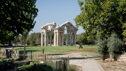 The Tetrapylon ruins, once a monumental gate in Aphrodisias Turkey