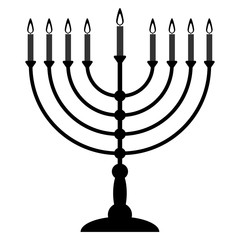 Menorah for Hanukkah. Religion icon. Vector illustration.