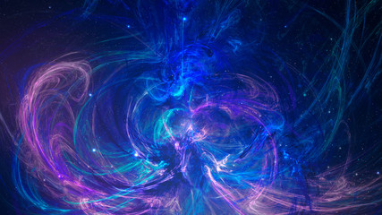Fractal abstract background in violet and blue color - obrazy, fototapety, plakaty