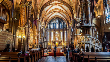 Interior of Matthias Church. Budapest, Hungary 