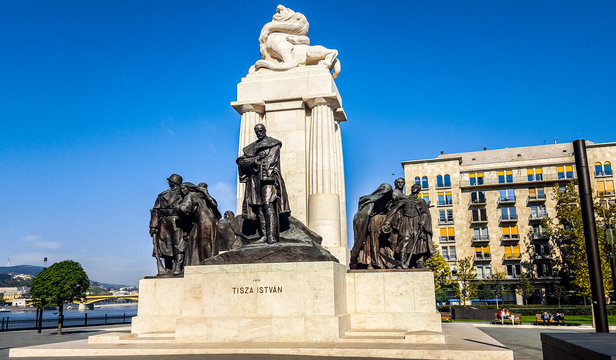 The Tisza Istvan Monument near the Hungarian Parliament. Budapest, Hungary