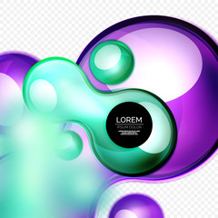Glass bubbles on grey, modern techno liquid design