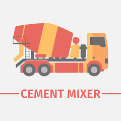 Concrete Mixer Truck. Flat  illustration.