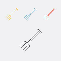 Garden fork, pitchfork thin line icon. Vector.