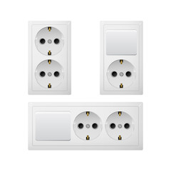 Electrical socket Type F with switch. Power plug.