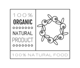 Organic food. Badge, label for healthy eating, berry icon. Illustration